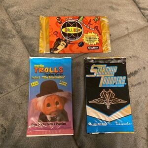 Unopened Vintage Y2K Trading Cards Trolls Starship Troopers Bill Nye Packs